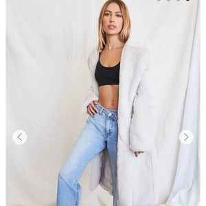 *NWT Off white/ tan Faux Fur Long Coat
